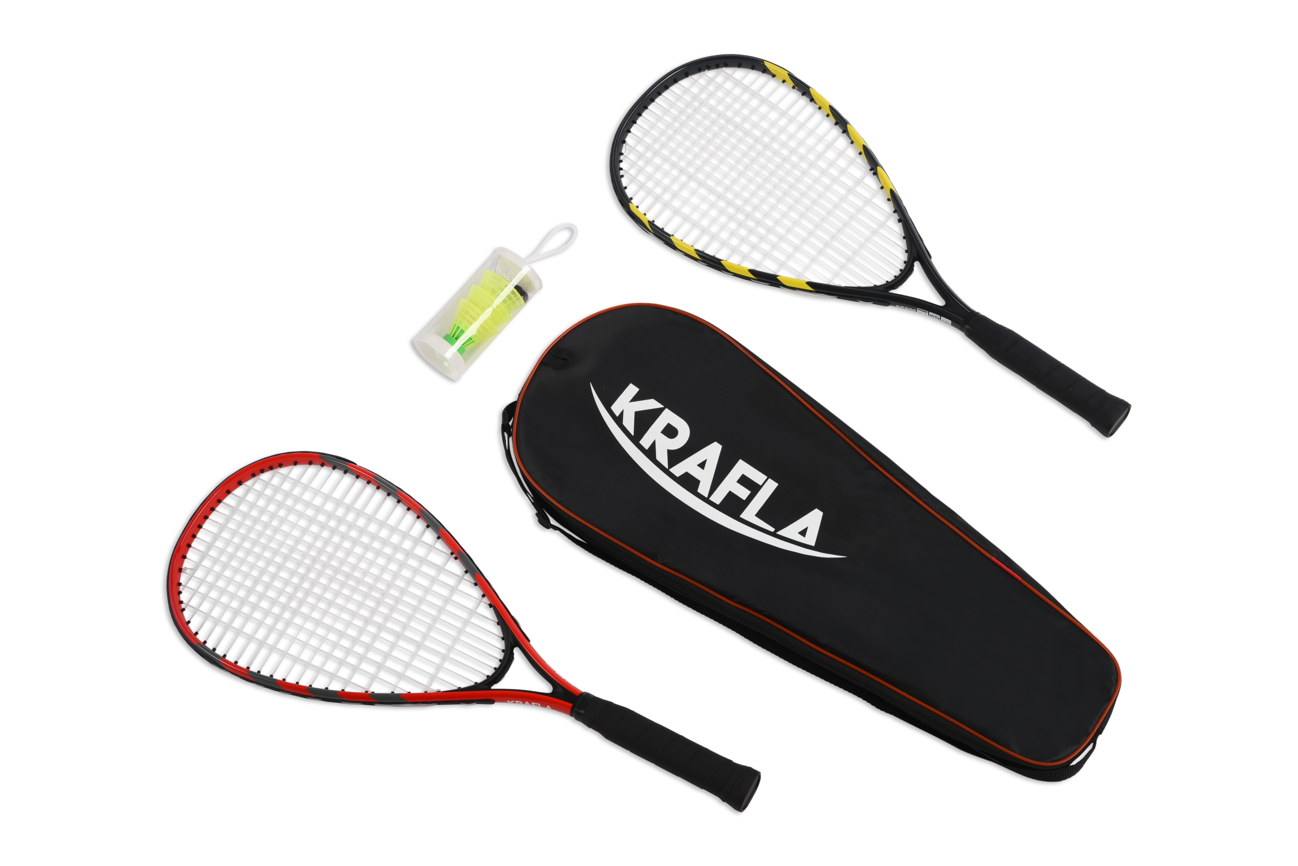 Набор для спидминтона KRAFLA S-SP500 с ракетками (2шт) и воланами (3шт) в чехле