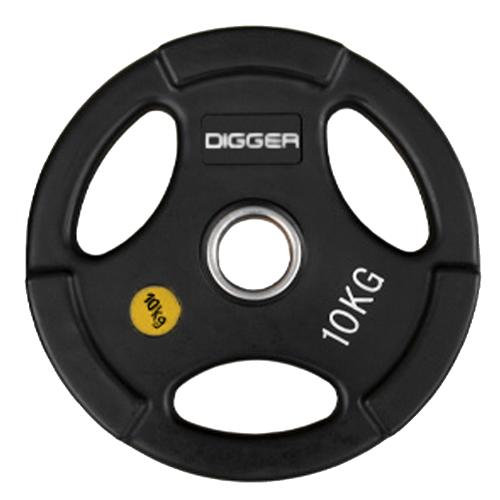 Диск олимпийский обрезиненный 3-х хватовый 10кг Hasttings Digger HD51C1C-10