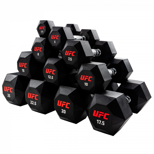 Комплект обрезиненных октагональных гантелей 5 пар от 10 до 20кг UFC Octagon Dumbbell