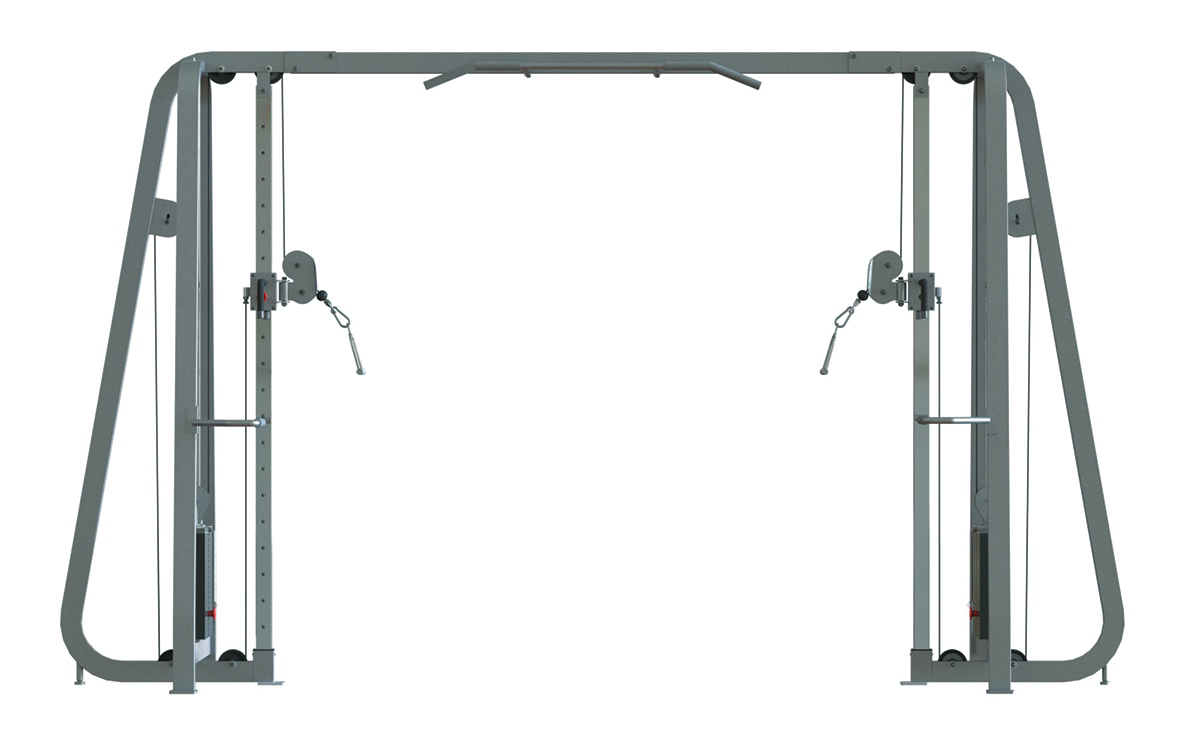 Фронтальная тяга на высоком-низком блоке FOREMAN FS-304 светло-серебряный/красный
